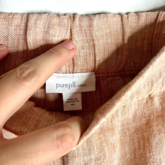 PureJill Light Tan Cropped Wide-Leg Pull On Lightweight Pants Vacation Beach 4X - Picture 2 of 4